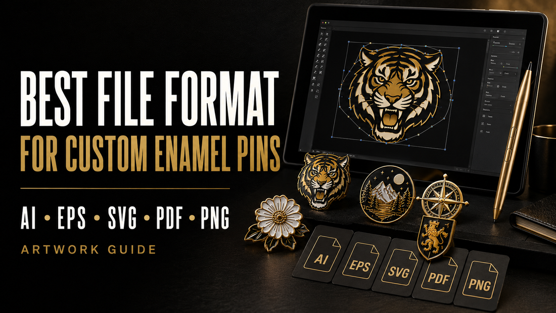 Best file formats for custom enamel pin production including AI, EPS, SVG, PDF and PNG