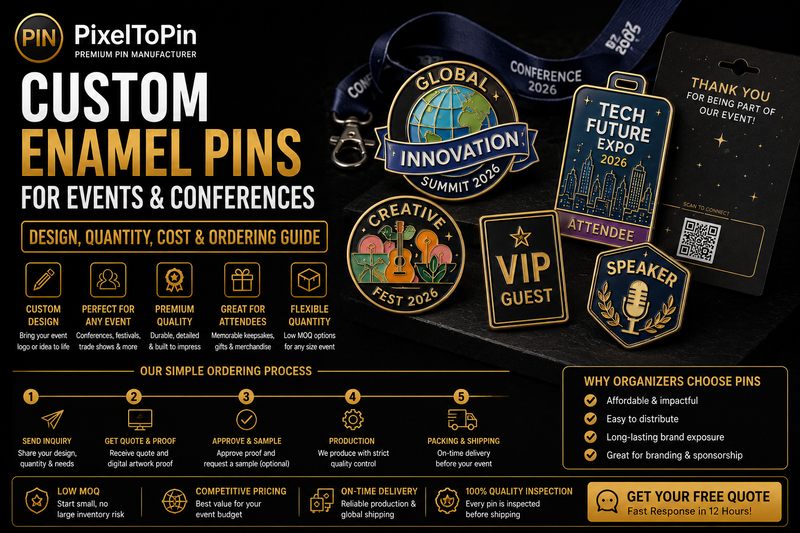 Custom Enamel Pins for Events & Conferences: Design, Quantity, Cost & Ordering Guide (2026)
