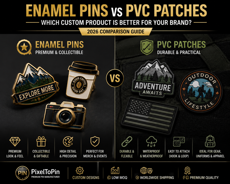 Enamel Pins vs PVC Patches: Which Custom Product Is Better for Your Brand? (2026 Comparison)