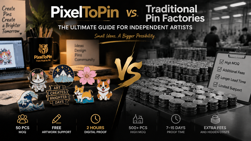 PixelToPin vs. Traditional Pin Factories: The Ultimate Guide for Independent Artists