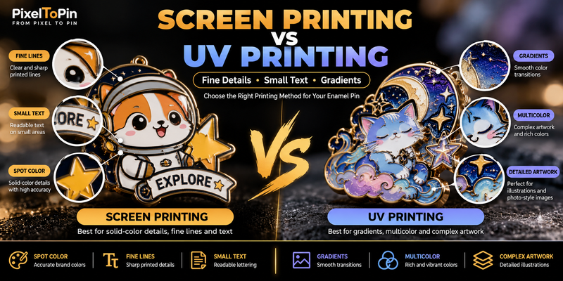 Screen Printing vs UV Printing on Enamel Pins: Which Is Better for Fine Details?