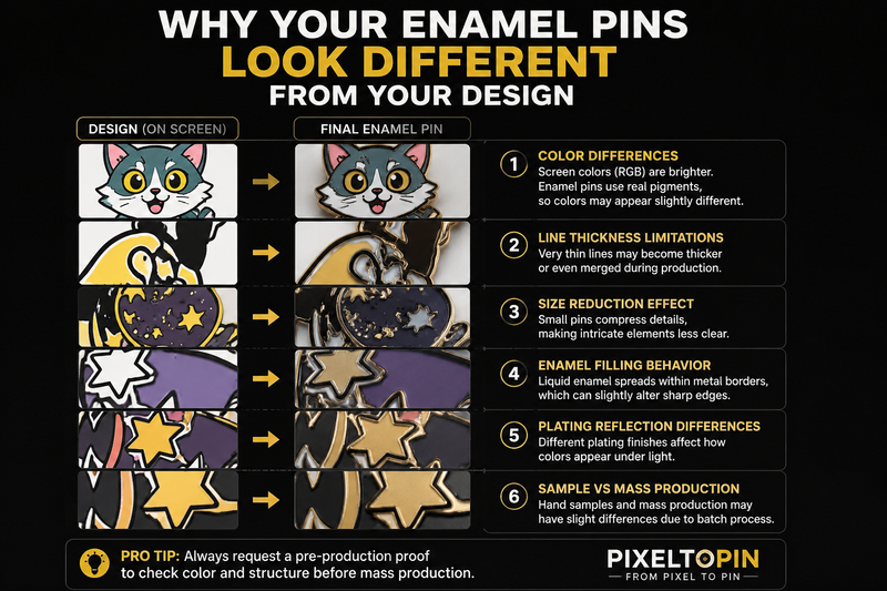 Why Your Enamel Pins Turn Out Different From Your Design (Real Production Reasons Explained)