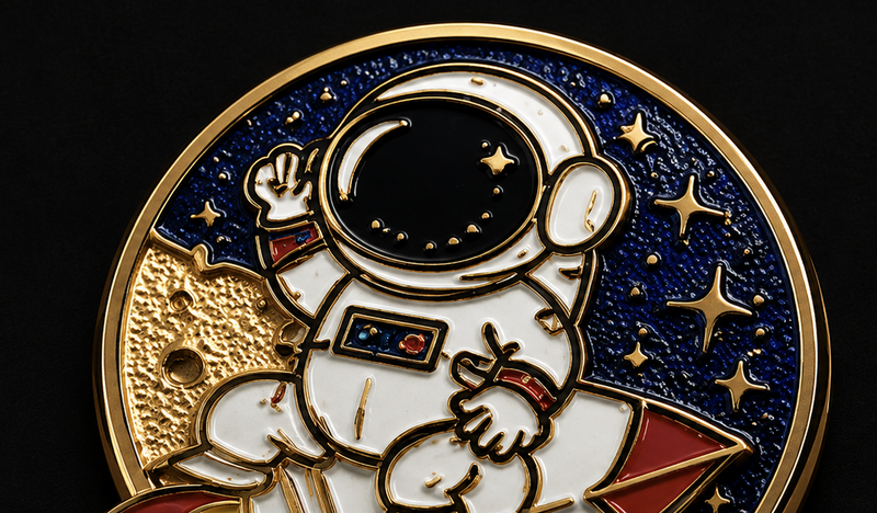 Soft enamel pin textured surface example