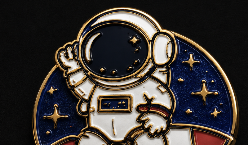 Hard enamel pin smooth polished surface example