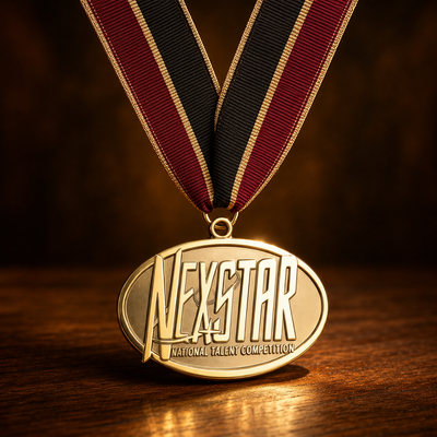 Custom award medal All Star National Talent Competition design with ribbon
