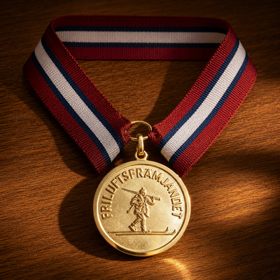 Custom sports medal Brueckenlauf Jugend event design with red white blue ribbon