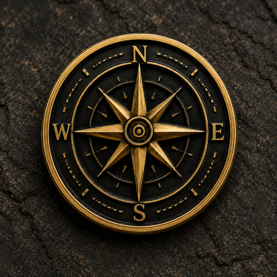 Custom black and antique gold compass coin