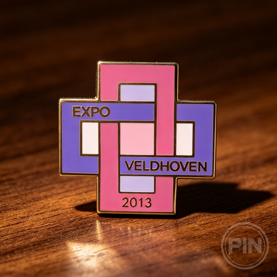 Custom hard enamel pin Expo Veldhoven 2013 geometric logo design