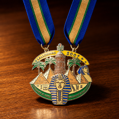 Custom cultural medal Holland 2007 Egypt themed design with colorful ribbon