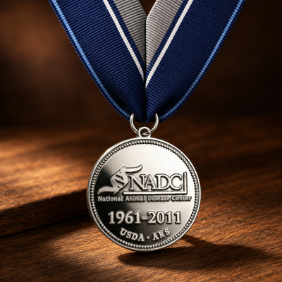 Custom commemorative medal NADC National Animal Disease Center 1961-2011 anniversary design with ribbon