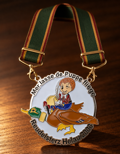 Custom carnival medal Reudelsterz Helau 2006 event design with ribbon