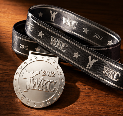 Custom medal WKC 2012 martial arts karate design
